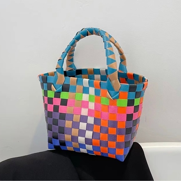 Handbags - Handmade Color Block Woven Handbag
